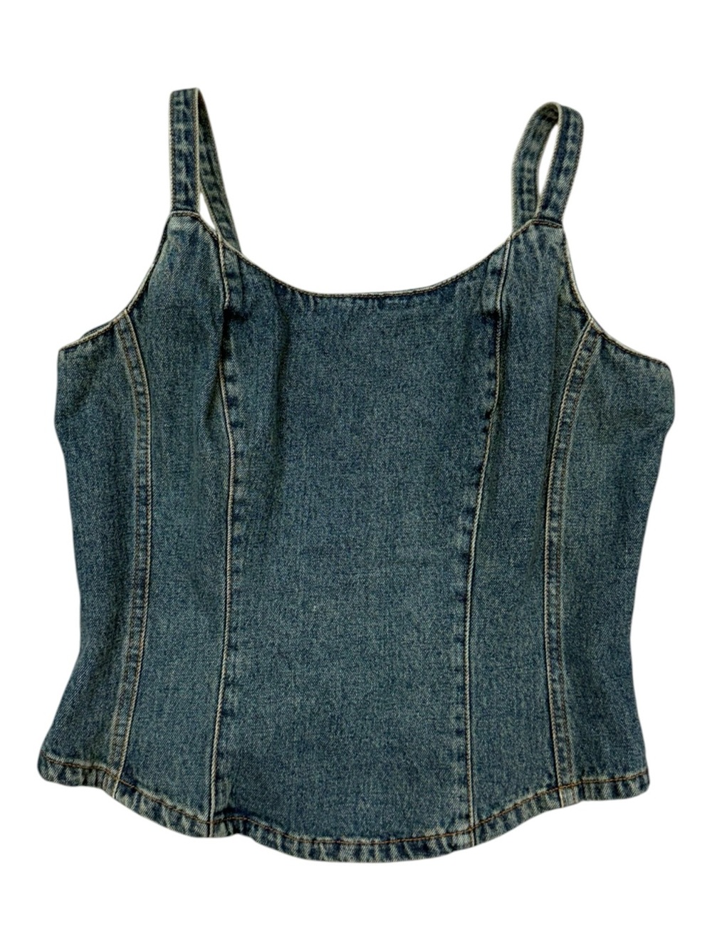 Vintage Y2K Jeanology Denim Corset Top Medium Wash Zip Back Bustier Cami Size 10 - Picture 10 of 12